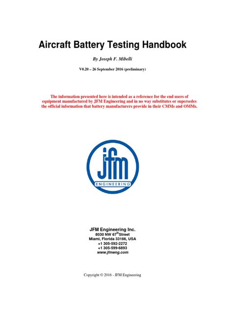 aircraft battery testing handbook